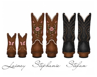 Personalized Cowboy Boot Family Wall Art Print | Western baby girl nursery wall art | Western Family Names Sign | Western Nursery Decor girl