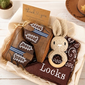 Set regalo Texas Western per neonati, stivali da cowboy per neonati, regalo da cowboy per neonato, regalo per baby shower, completo da cowboy per neonato, regalo personalizzato per neonato