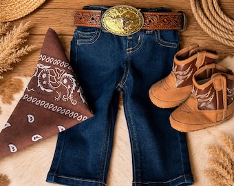 Baby Cowboy Outfit | Baby Cowboy Belt, Baby Jeans & Baby Cowboy Boots | Western Baby Outfit | Cowboy Baby Gift | Baby Shower Gift Boy