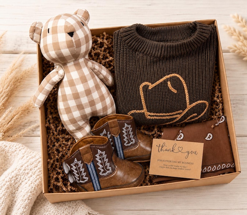 Western baby boy gifts. Baby Cowboy Boots giftset. Baby cowboy boots and hat. Baby western boots. Baby cowboy outfit. Baby western outfit. Baby cowboy sweater. Cowboy baby shower giftset. Cowboy themed baby giftset. Baby boy cowboy boots gift. Baby girl cowgirl gift. Texas cowgirl baby gift. Texas baby boy gift. Western themed nursery gift and decor. Country loving newborn baby gift. baby first rodeo. botas de vaquero. Infant baby gift set less than 50 dollars.