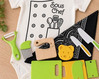 Sous Chef Baby Onesie, 100% Cotton Chef Bodysuit, Foodie Family Gift, Unisex Newborn Outfit