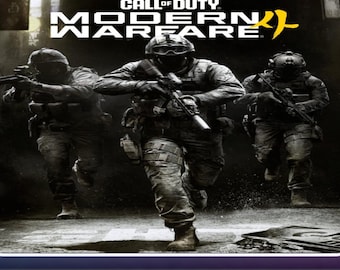 May include: A Call of Duty Modern Warfare II video game cover featuring three soldiers in tactical gear running forward with rifles. The title text is displayed at the top, and the bottom text reads: SHARED ACCOUNT • NO KEY/CODE • OFFLINE MODE ONLY.