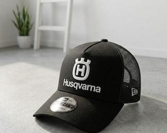 Husqvarna Logo Trucker Hat - Embroidered Mesh Back Cap - Power Equipment Gear - Adjustable Outdoor Mesh Hat