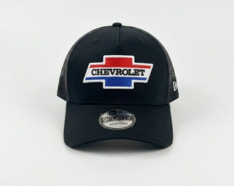 Chevy Style Trucker Hat Black Adjustable Mesh Cap Style Embroidered Logo