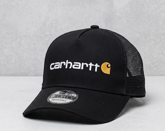 Carhartt Logo 9FORTY Trucker Hat Embroidered Mesh Back Cap Black Adjustable