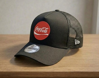 Coca-Cola Embroidered Patch Hat 9FORTY Trucker Cap Adjustable Black Retro Soda