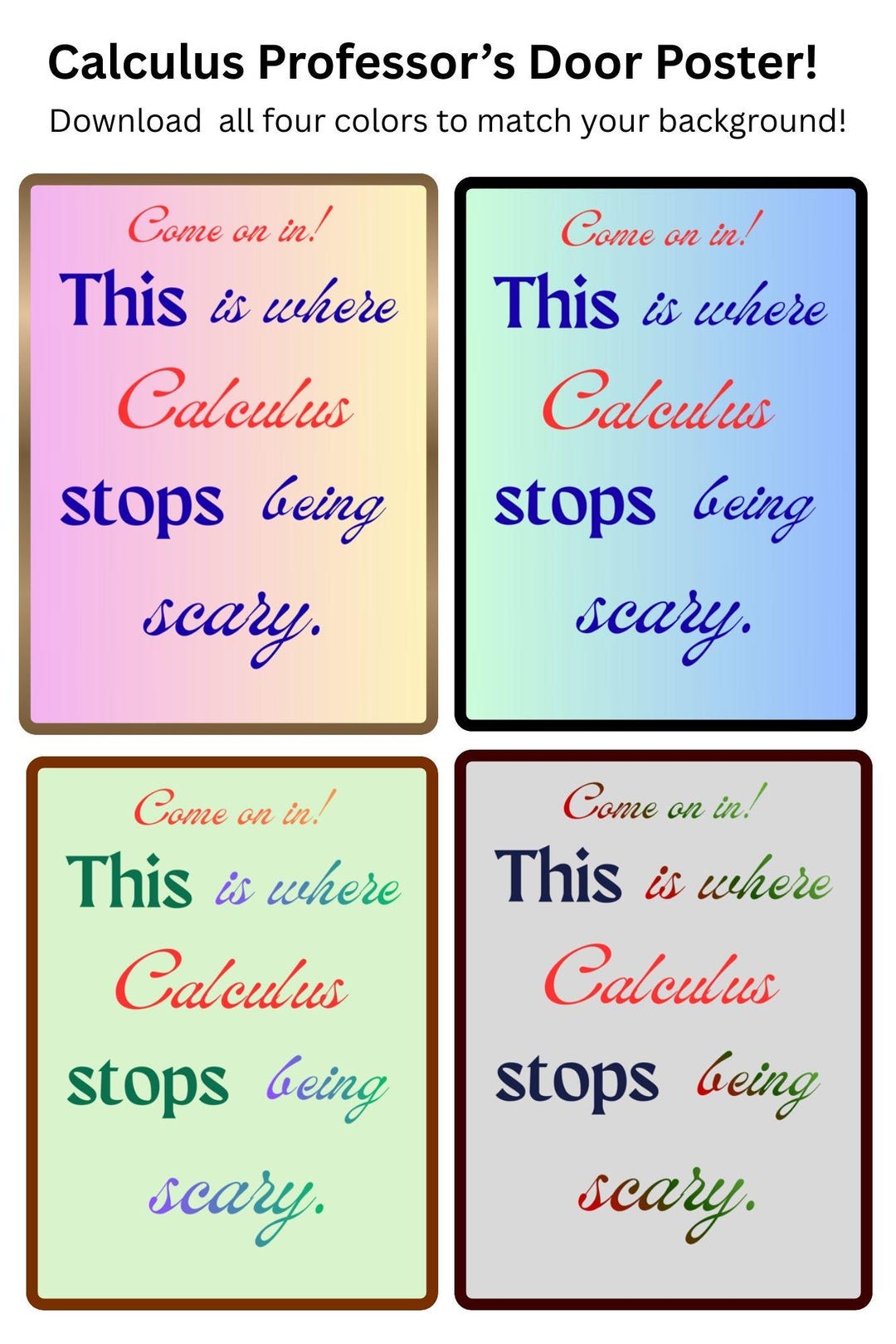 Calculus Classroom Door Poster | Fun Math Decor (printable JPG) - Etsy