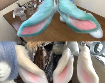 Hand-Sewn Lop Rabbit Ears and Tail Cosplay Kit