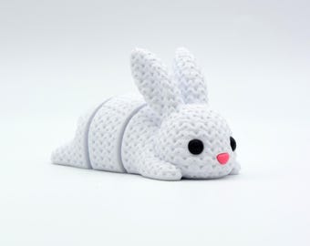 Articulated 3D Printed Bunny | Flexible Rabbit Fidget Toy, Desk Companion