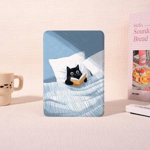 Cat Reader E-Readers Case with Hand Strap Fits Kindle 8/10/11/12th、Paperwhite 10/11/12th、Colorsoft、Kobo Clara/Libra，Gifts For Her/Him