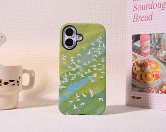 Birds Green Tough Phone Case For iPhone，MagSafe Compatible  Cover，iPhone 17 16 15 14 13 Pro Max，16/17e，17 Air，XS XR SE，Glossy&Matte