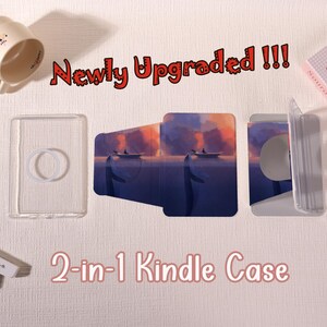 E-läsarfodral till Whale Sunset Boat med genomskinlig baksida och Magsafe för Kindle 8/10/11/12:e 6", Paperwhite 10/11/12:e 6,8", Colorsoft 7", presenter till henne/honom