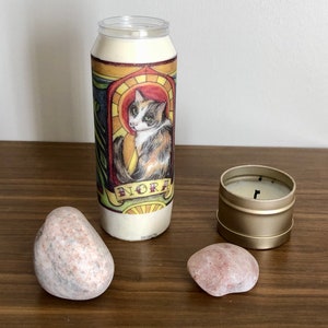 Pet Memorial Prayer Candle - with hand-drawn pet portrait