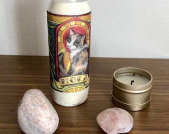 Pet Memorial Prayer Candle - with hand-drawn pet portrait