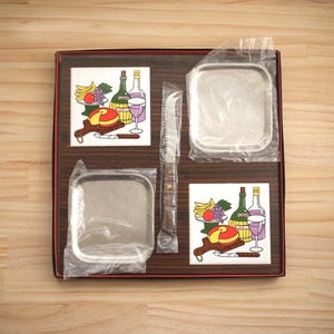 Vintage Cheese Board with Ceramic Tile and Knife, Mid Century Kitchenware