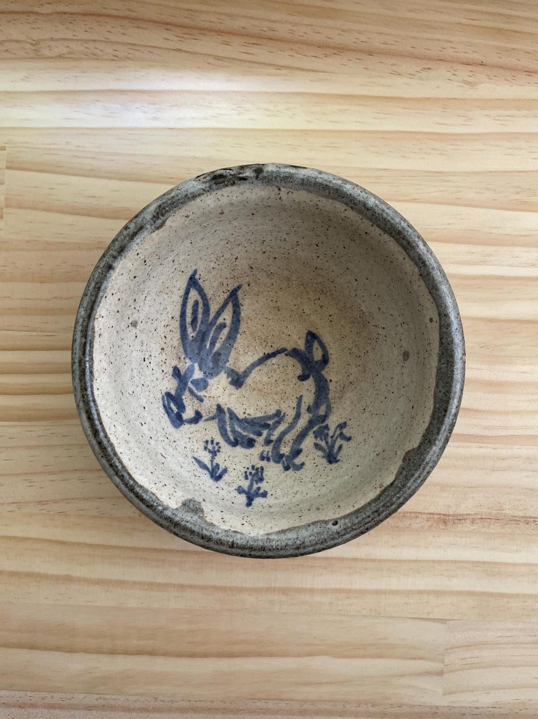 Vintage Handpainted Rabbit Bowl, Rustic Cottagecore Japanese Studio ...