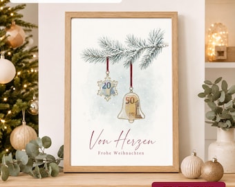 Julklapp med pengar och klocka | Utskrivbar PDF-mall | Sista minuten-present