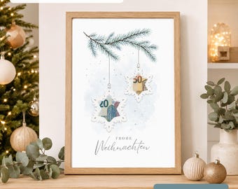 Julklapp med snöflingor PDF | Utskrivbar önskeuppfyllare | Presentidé i sista minuten