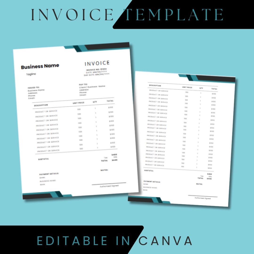 Invoice Template for Small Business, Proforma Invoice, 2-page Design ...