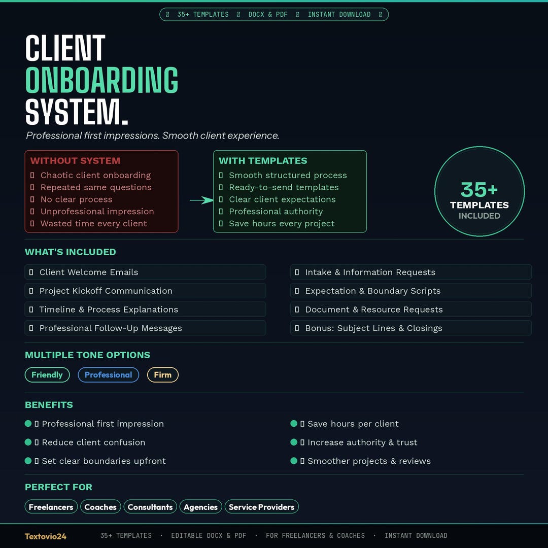 Client Onboarding Template System | 35+ Welcome Email & Client Process ...
