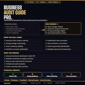 Business Audit Guide Pro | Advanced Offer & Pricing Optimization | Growth Strategy Workbook for Coaches and Freelancers