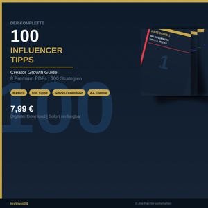 100 Influencer Tipps PDF Bundle | Creator Growth Guide | Social Media Strategie | Content Plan | Digitales Produkt