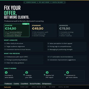 Conversion Audit Service Starter | Offer & Pricing Fix for Coaches and Freelancers | Client Attraction Improvement