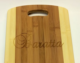 Bamboo Cutting Board Personalized with Family Name - Last minute gift idea