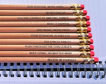 Customized Engraved Pencils - YOUR TEXT - Set of 10 - natural wood No. 2 pencil - back to school - student gift - teacher gift