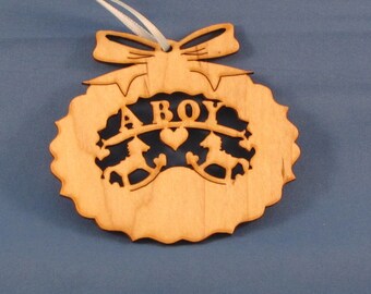 Christmas Ornament -  Baby's First Christmas - A Boy, Personalized