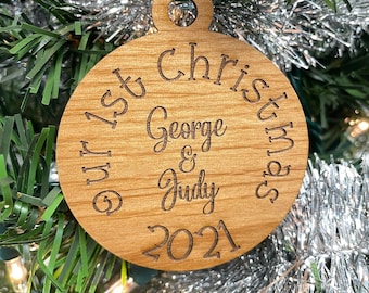 Christmas Ornament -  Our First Christmas - newlywed - Personalized