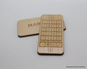 Personalized Phone Toy Wooden Smart Phone - food grade finish