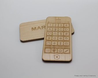 Personalized Phone Toy Wooden Smart Phone - food grade finish