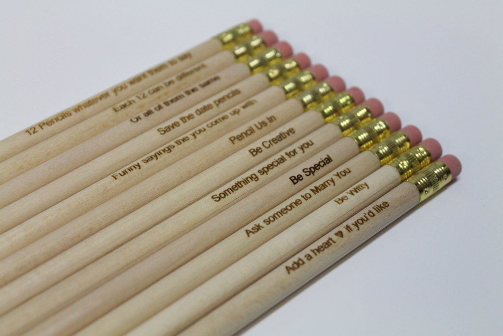 Customized Engraved Pencils Set of 12 natural wood Etsy