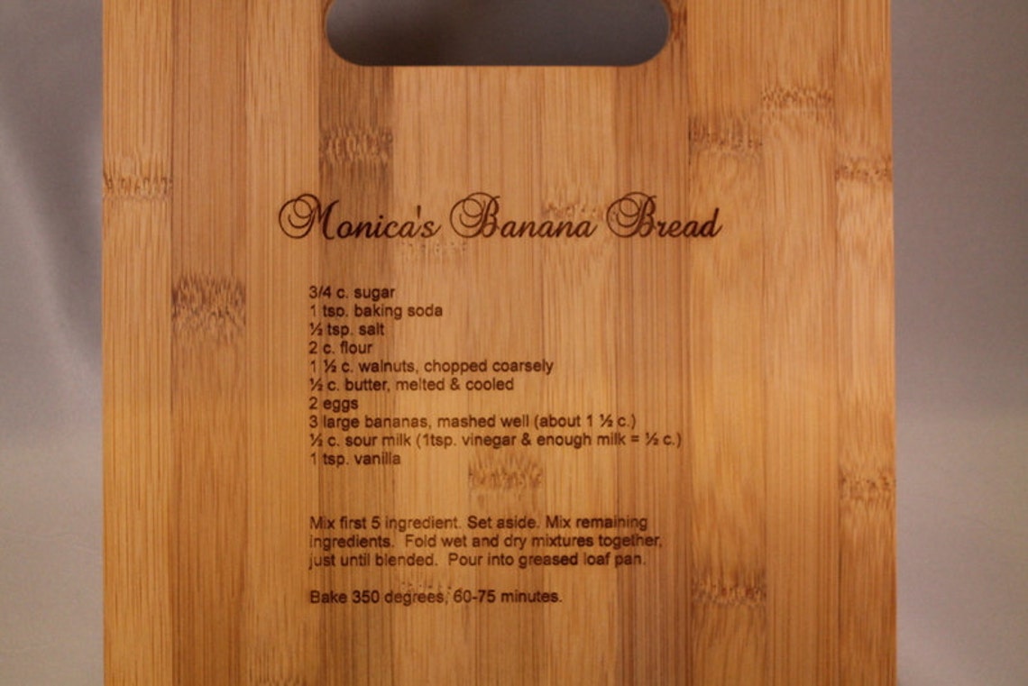 Cutting Board Recipe Laser Engraved on Bamboo Family Recipe New Home