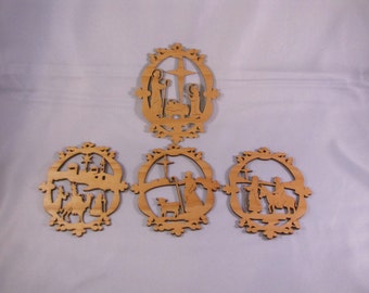 Christmas Ornaments - Nativity  - set of 4 - Jesus ornament - Mary and Joseph - 3 Wisemen - Religous Ornaments - Gift set