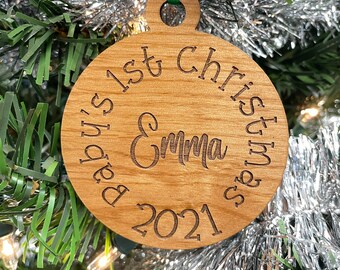 Christmas Ornament -  Baby's First Christmas - Personalized
