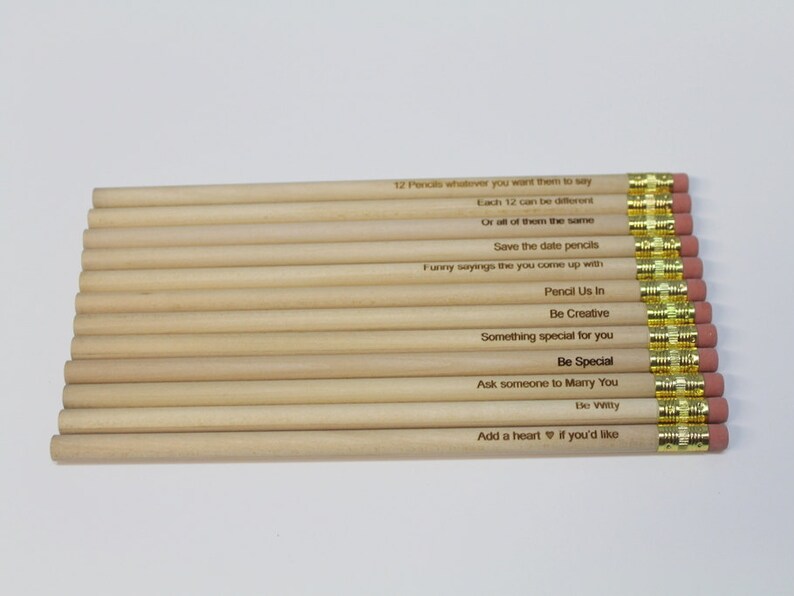 Customized Engraved Pencils Set of 12 natural wood Etsy