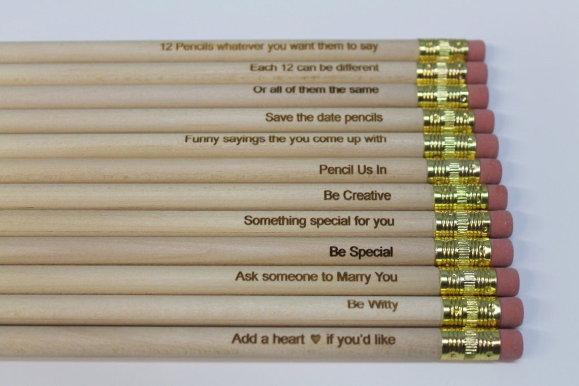 Customized Engraved Pencils Set of 12 natural wood Etsy