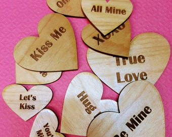 Valentine Conversation Hearts Personalize Wood Heart Wood Sweetheart Hearts Love Hearts