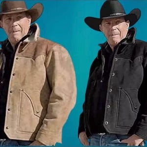 John Dutton suède leren cowboyjas, westerse stijl met bontkraag