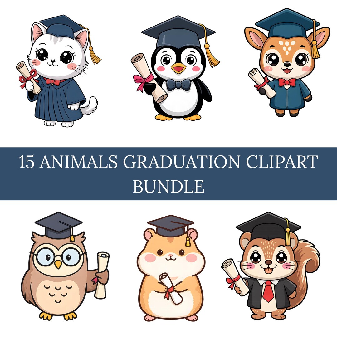 Graduation Animals Clipart Bundle, Scrapbook, Invitation Rewrite Its ...