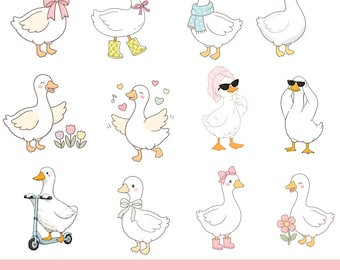 Silly Goose Doodles clipart-paket: Vår- och festclipart (digital nedladdning)
