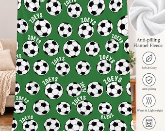 Personalized Soccer Name Blanket, Custom Football Blanket Throw, Soft Fleece Couch Throw, Soccer Lover Gift, Birthday & Sports Team Gift