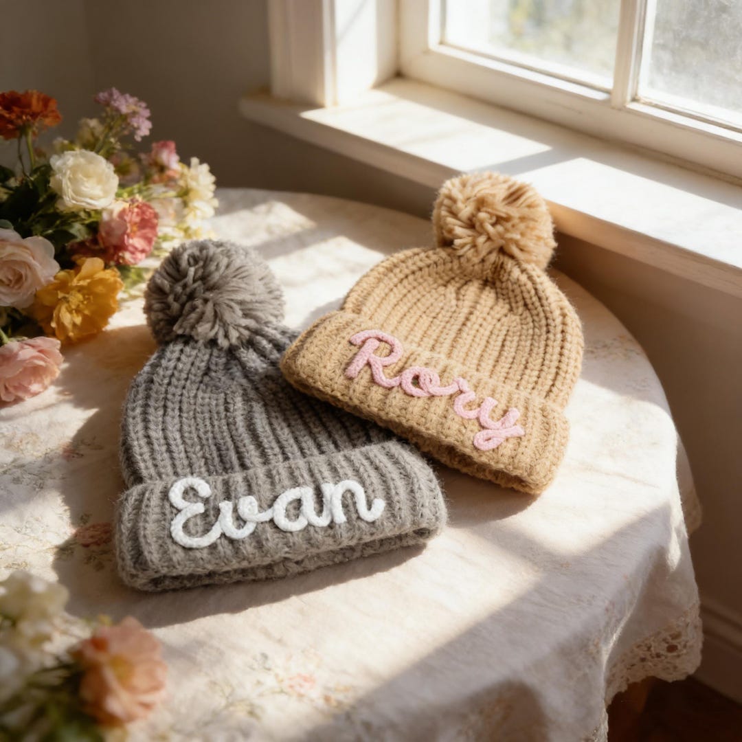 Personalized Baby Name Beanie, Custom Knit Newborn Winter Hat ...