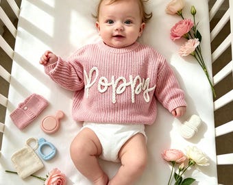 Jersey de bebé bordado a medida – Jersey de bebé con nombre personalizado, regalo para hija, regalo para baby shower