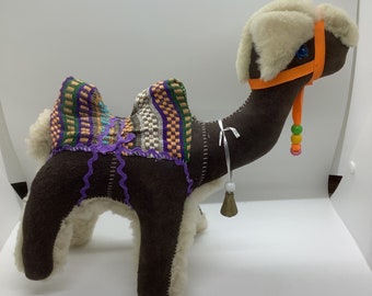 Handmade Camel with real wool shearling