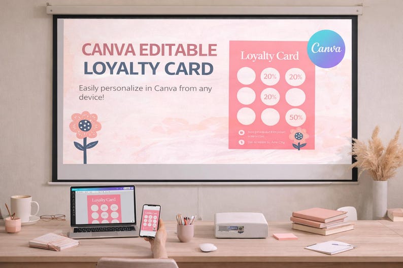 Editable Canva Loyalty Card Template for Small Business | Printable ...
