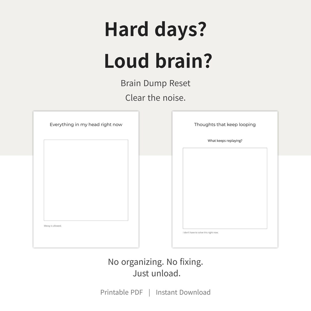 Brain Dump Reset Printable | ADHD Brain Unload Planner | Overthinking ...