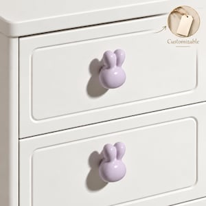 Ceramic Bunny Drawer Knob, Rabbit Cabinet Handle, Colorful Kids Dresser Pull, Nursery Furniture Hardware, Cute Cupboard Knob
